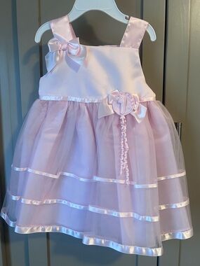 Rare Editions Girls Light Pink Satin & Tulle Birthday Party Dress  -Size 18M NWT